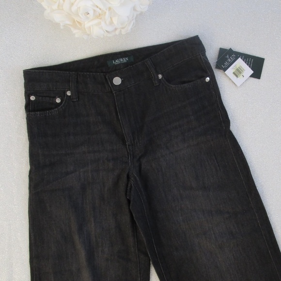 ❤️‍🔥 NWT Ralph Lauren Black Mid Rise Wide Leg Jeans 4 - Picture 4 of 8